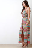 Boho Print Surplice V-Neck Maxi Dress