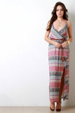 Boho Print Surplice V-Neck Maxi Dress