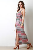 Boho Print Surplice V-Neck Maxi Dress