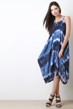 Tie Dye Trapeziod Hem Midi Dress