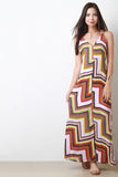 Diagonal Chevron Print Maxi Dress