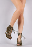 Liliana Suede Cutout Lace-Up Stiletto Booties