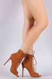 Liliana Suede Cutout Lace-Up Stiletto Booties