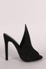 Suede Pointed Peep Toe Mule Heel