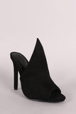 Suede Pointed Peep Toe Mule Heel