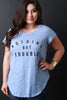 Nothing But Trouble Graphic Print Distressed Tee