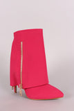 Fold Down Shaft Zipper Accent Stiletto Booties