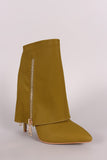 Fold Down Shaft Zipper Accent Stiletto Booties