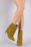 Fold Down Shaft Zipper Accent Stiletto Booties