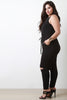 Adjustable Zippered V-Neckline Knit Jumpsuit