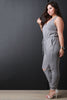 Adjustable Zippered V-Neckline Knit Jumpsuit