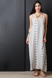 Tribal Print Lace Back Maxi Dress