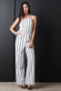 Striped Backless Apron Cut Jumpsuit