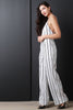 Striped Backless Apron Cut Jumpsuit