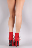 Wild Diva Lounge Perforated Suede Slit Lace-Up Booties