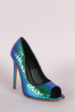 Liliana Hologram Snake Peep Toe Stiletto Pump