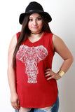 Tribal Elephant Graphic Print Sleeveless Top