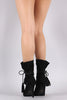 Suede Tassel Ankle-Tie Peep Toe Stiletto Mid-Calf Boots