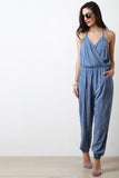 Halter Strap Surplice Top Jumpsuit