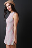 Multi-Stripe Mock Neck Sleeveless Dress