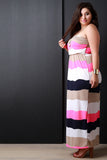 Multicolor Striped Empire Waist Maxi Dress