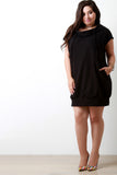 Cowl Neck Hoodie Pocketed Shirt Dress