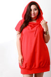 Cowl Neck Hoodie Pocketed Shirt Dress