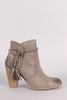 Qupid Burnished Suede Tassel Chunky Heeled Ankle Boots