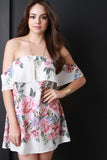 Floral Print Off The Shoulder Mini Dress