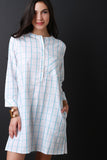 Plaid Button-Up Shirt Dress