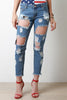 Frayed Hem Distressed Cropped Jeans