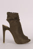 Wild Diva Lounge Suede Ruched Peep toe Mule Booties