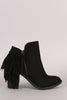 Wild Diva Lounge Suede Fringe Chunky Heeled Booties