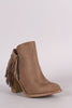 Wild Diva Lounge Suede Fringe Chunky Heeled Booties