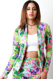 Blooming Tropical Flowers Open Front Blazer