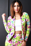 Pastel Floral Open Front Blazer