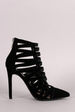 Anne Michelle Pointy Toe Elastic Strap Caged Pump