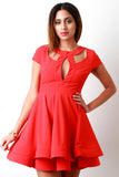 Fit and Flare Keyhole Open Back Skater Dress