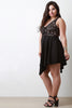 Lace Bodice Sleeveless Angle Hem Fit And Flare Dress