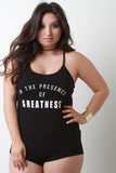 GREATNESS Graphic Print Sleeveless Bodysuit