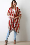 Americal Flag Print Tassel Hem Cardigan Kimono