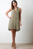 Crinkled Sleeveless Necklace Dress