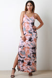 Tie Dye Deep V-Neck Slit Maxi Dress