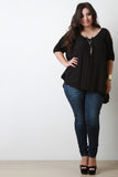 Cold Shoulder Button Accent Blouse Top