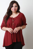 Cold Shoulder Button Accent Blouse Top