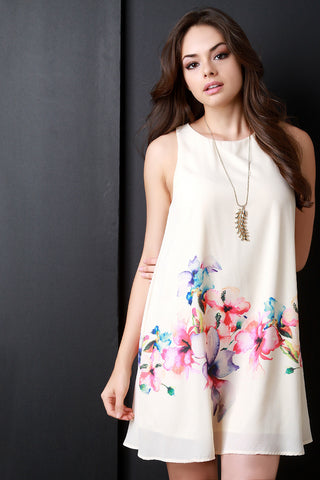 Pastel Floral Sleeveless Mini Dress