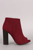 Bamboo Suede Peep Toe Chunky Heeled Booties