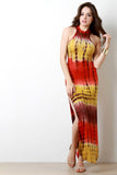 Sunset Tie Dye Double Slit Maxi Dress