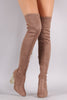 Suede Chunky Lucite Heeled Over-The-Knee Boots