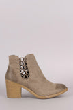 Qupid Elasticized Woven Chunky Heeled Booties